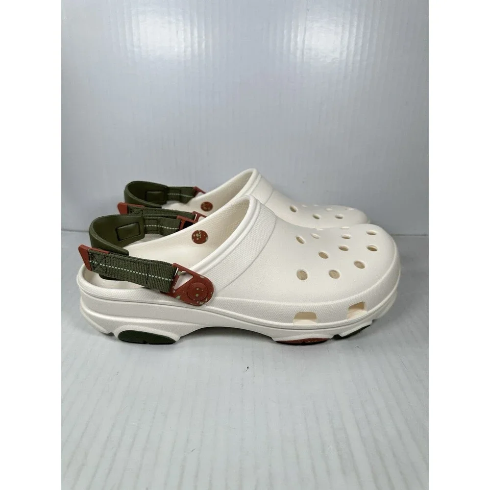 Size 11 Crocs All Terrain Adjustable Clogs White Green Chalk 206340-0WV Mens NEW